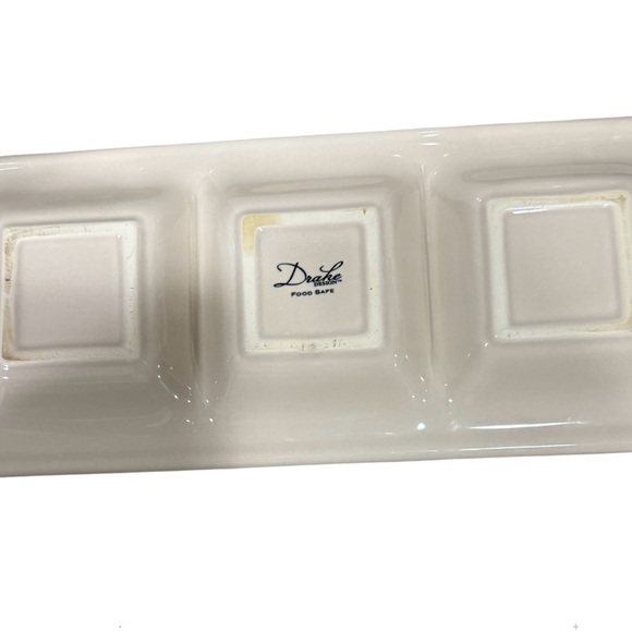 Drake Cream Ceramic Divided Serving Tray and coasters with stand - Picture 2 of 4